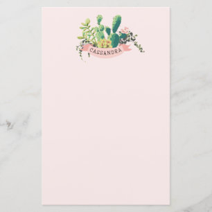 Desert Cactus Garden Personalized Stationery