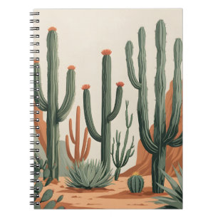 Desert Cactus Garden   Southwestern Spiral Noteboo Notebook