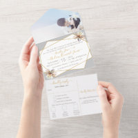 Desert Cactus Geometric Gold Frame Wedding