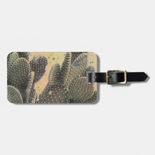 Desert Cactus | Green Splatter Luggage Tag (Front Horizontal)