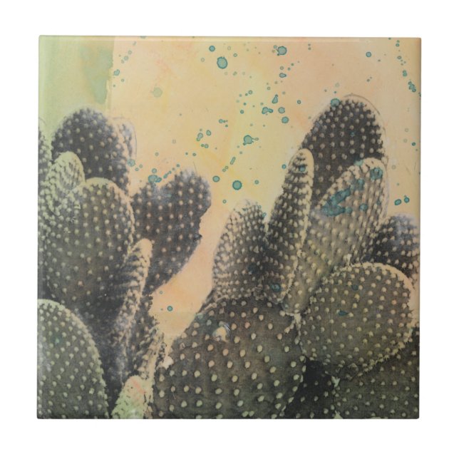 Desert Cactus | Green Splatter Tile (Front)