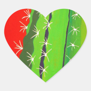 Desert Cactus Heart Sticker