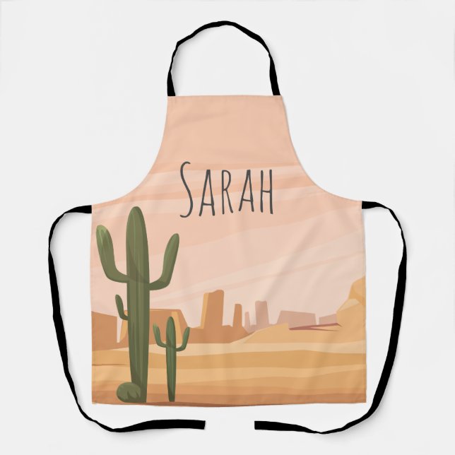 Desert Cactus Kitchen Apron Customizable (Front)