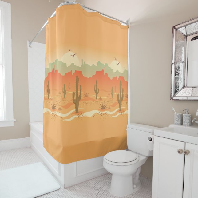 Desert Cactus Landscape Design Shower Curtain (In Situ)
