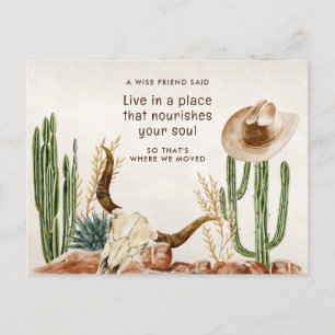 Desert Cactus Motivational Quote New Address Announcement Postcard