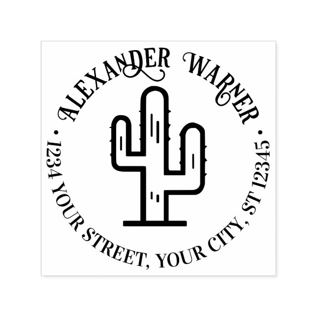 Desert Cactus Name Return Address Self-inking Stamp (Design)
