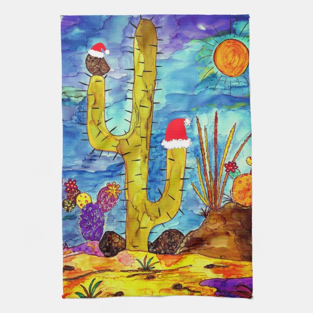 Desert Cactus Owl dans une serviette de cuisine Ca (Vertical)