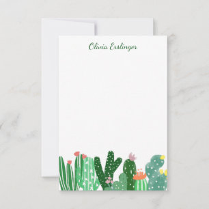Desert Cactus Painting in Green Personalized Thank You Card