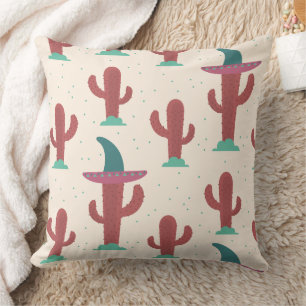 Desert Cactus Pattern Throw Pillow