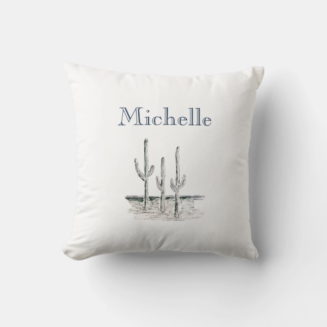 Desert Cactus Personalized Throw Pillow (Front)