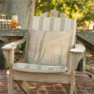 Desert Cactus Plants On Wood Grain Photo Image Outdoor Pillow