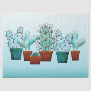 Desert Cactus Plants Watercolor Decoupage Tissue Paper