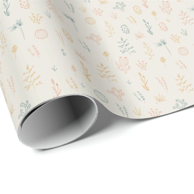 Desert Cactus Print Boho Chic Wrapping Paper (Roll Corner)