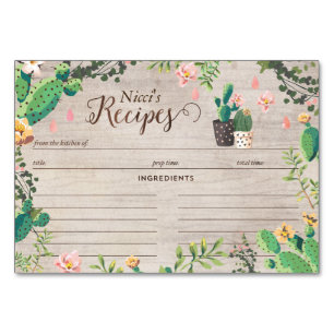 Desert Cactus Recipe Bridal Shower Cards