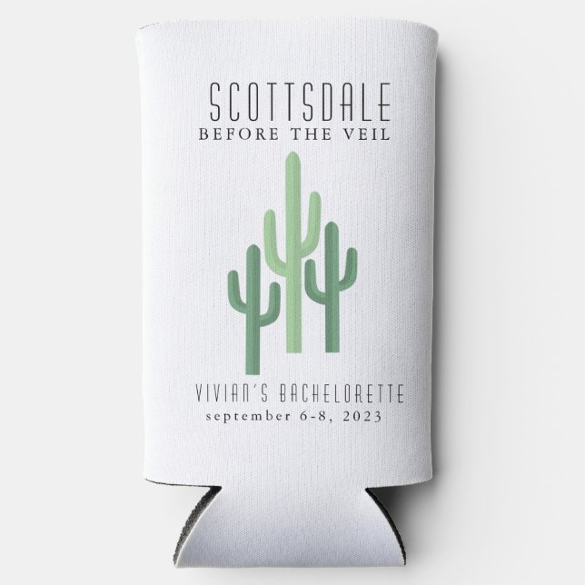 Desert Cactus Scottsdale Bachelorette Can Cooler (Front)