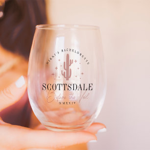 Desert Cactus Scottsdale Bachelorette Party Stemless Wine Glass