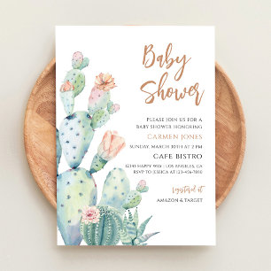 Desert Cactus Succulent Baby Shower Invitation