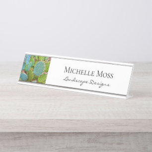 Desert Cactus Succulent Elegant Desk Name Plate
