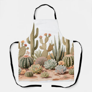 Desert Cactus Succulent Garden Watercolor Apron