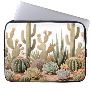 Desert Cactus Succulent Garden Watercolor Laptop Sleeve