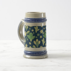 Desert Cactus & Succulent Pattern Beer Stein