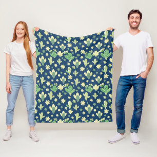 Desert Cactus & Succulent Pattern Fleece Blanket