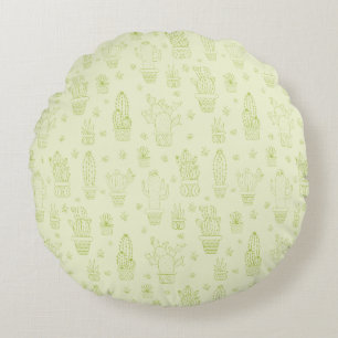 Desert Cactus & Succulents Design Round Pillow