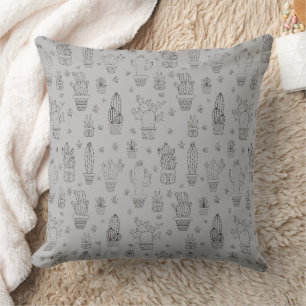 Desert Cactus & Succulents Design Throw Pillow