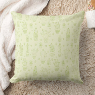 Desert Cactus & Succulents Design Throw Pillow