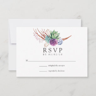 Desert Cactus Succulents Wedding RSVP Card