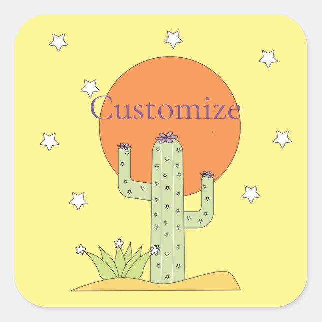 Desert Cactus Sun Thunder_Cove  Square Sticker (Front)