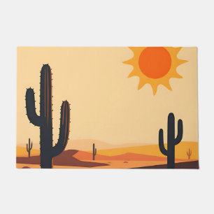 Desert Cactus Sunset Silhouette Doormat
