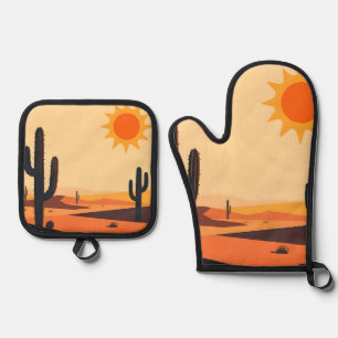 Desert Cactus Sunset Silhouette  Oven Mitt & Pot Holder Set
