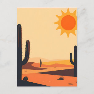 Desert Cactus Sunset Silhouette Postcard