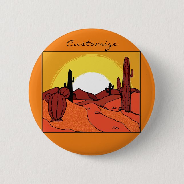 Desert Cactus Sunset Thunder_Cove 2 Inch Round Button (Front)