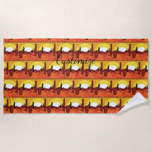 Desert Cactus Sunset Thunder_Cove Beach Towel