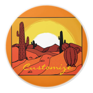 Desert Cactus Sunset Thunder_Cove Ceramic Knob