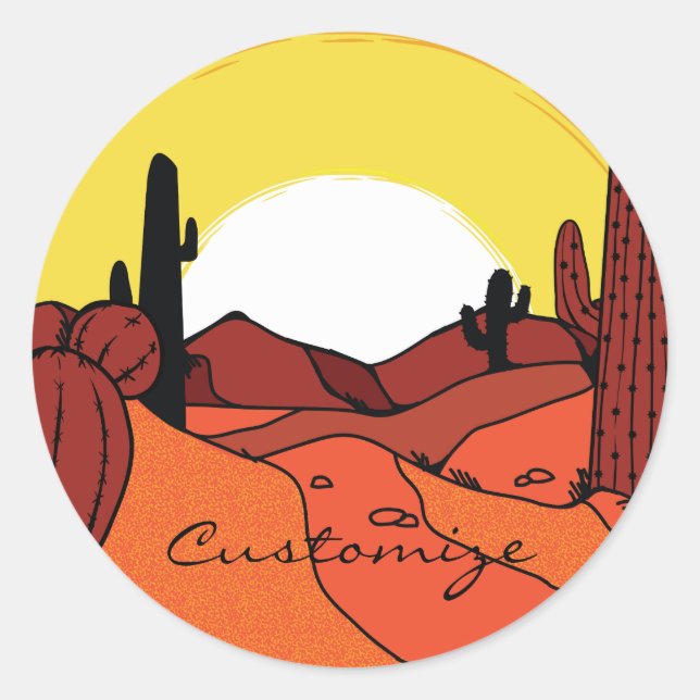 Desert Cactus Sunset Thunder_Cove Classic Round Sticker (Front)