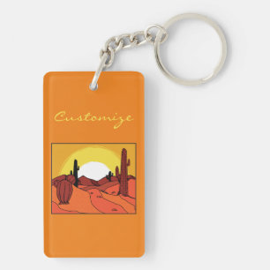 Desert Cactus Sunset Thunder_Cove Keychain