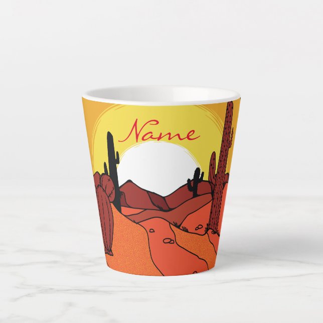 Desert Cactus Sunset Thunder_Cove Latte Mug (Front)
