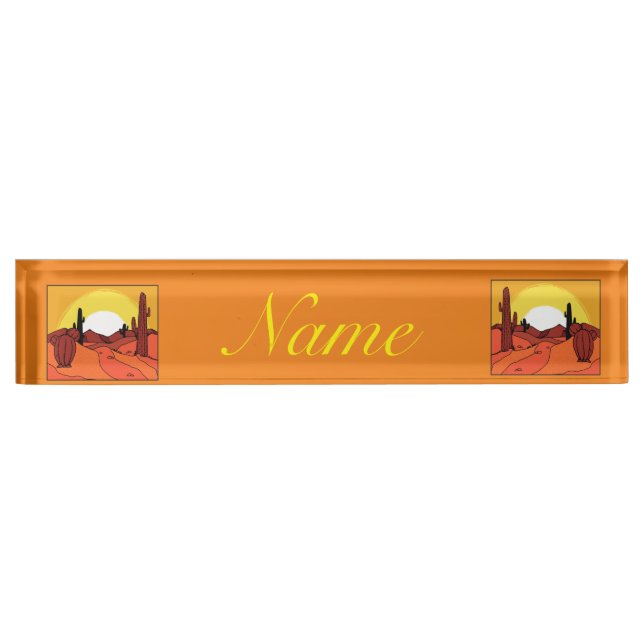 Desert Cactus Sunset Thunder_Cove Nameplate (Front)