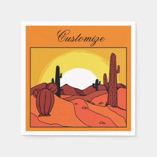 Desert Cactus Sunset Thunder_Cove Napkin (Front)