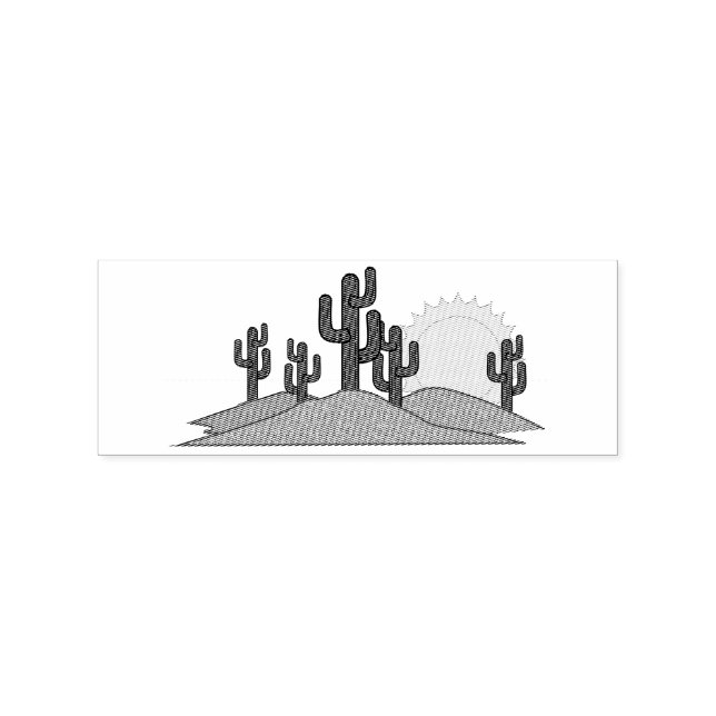Desert Cactus Sunset Thunder_Cove Rubber Stamp (Imprint)