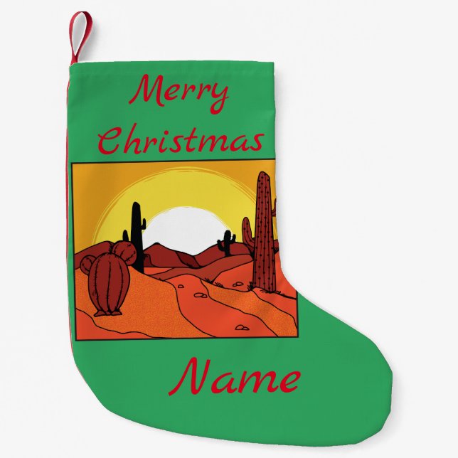 Desert Cactus Sunset Thunder_Cove Small Christmas Stocking (Front)