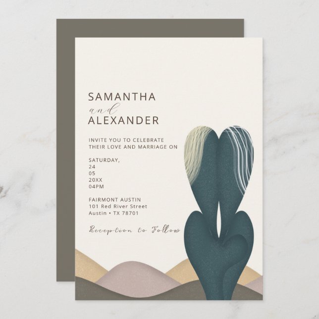 Desert Cactus Theme Wedding  Invitation (Front/Back)