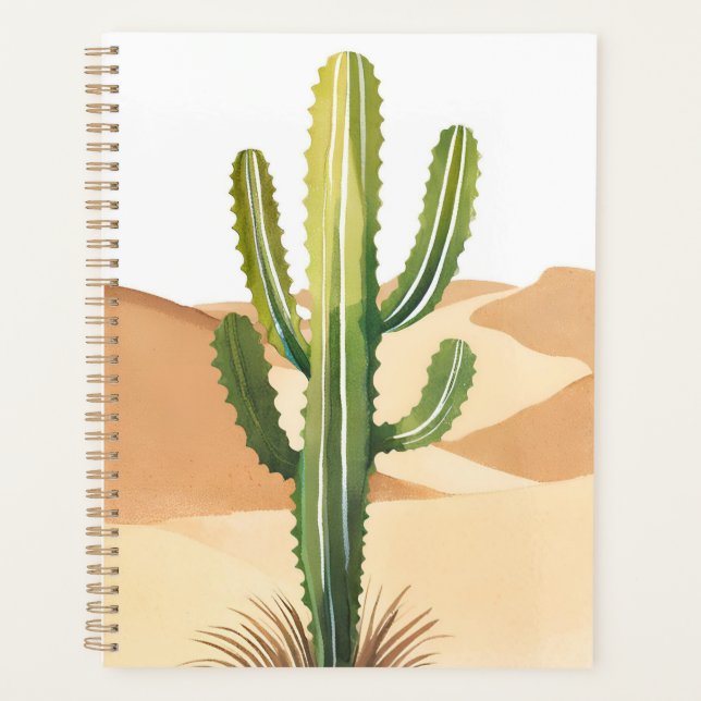 Desert Cactus | Watercolor Green Cacti Planner (Front)