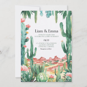 Desert Cactus Wedding Landscape Invitation