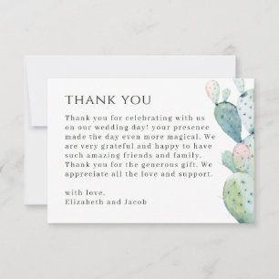 Desert Cactus Wedding   Southwestern Botanical Thank You Card