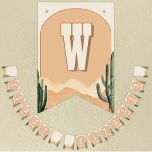 Desert Cactus Western Birthday, Baby Shower Cowboy Bunting Flags