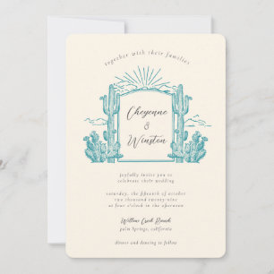 Desert Cactus Western Monogram Wedding Invitation